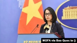 Phó phát ngôn Bộ Ngoại giao Việt Nam Phạm Thu Hằng (MOFA via Bao Quoc te).