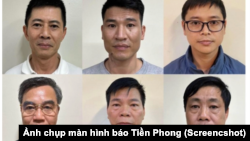 Ba lãnh đạo của Tập đoàn Thuận An (hàng trên) và ba quan chức quản lý dự án tỉnh Bắc Giang vừa bị bắt giữ (Ảnh chụp màn hình báo Tiền Phong)