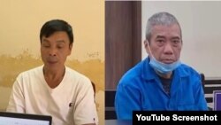 Ông Phan Đình Sang (trái) bị bắt hôm 12/3/2024 và ông Đỗ Minh Hiền ra tòa hôm 11/3/2024. Photo YouTube Bao Ha Tinh và YouTube ANTV.