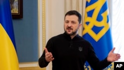 Tổng thống Ukraine Volodymyr Zelenskyy tại cuộc họp báo ở Kyiv vào ngày 19 tháng 2 năm 2025.