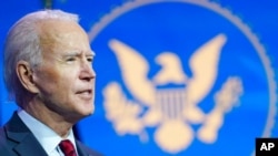 Tổng thống đắc cử Joe Biden phát biểu tại nhà hát Queen ở Wilmington, bang Delaware, ngày 8 tháng 12, 2020.