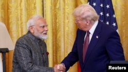 Prezidan Etazini Donald Trump ak Premye Minis End Narendra Modi nan Lamezonblanch, 13 Fevriye 2025. 