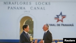 U.S. Secretary of State Marco Rubio tours the Miraflores locks at the Panama Canal in Panama City