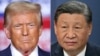 (FILES) (COMBO) This combination of pictures created on November 07, 2024 shows former US President and Republican presidential candidate Donald Trump (L) in Pittsburgh, Pennsylvania on November 4, 2024, and Chinese President Xi Jinping (R) at a press con