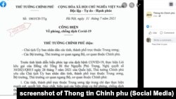 Thủ tướng Việt Nam ra chỉ thị hôm 31/7/2021 về các biện pháp chống dịch COVID-19.