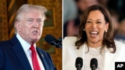 Ảnh phối hợp: Cựu Tổng thống Donald Trump, trái, và Phó tổng thống Kamala Harris.