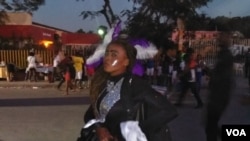 A woman with a her special outfit during the carnival celebration in Port-au-Prince, Haiti. Photo: FLorence Lisené