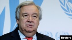 Tổng Thư Ký LHQ Antonio Guterres phát biểu sau bài diễn văn về Tài giảm Binh bị và Phi hạt nhân hóa đọc tại Trường đại học Geneva ngày 24/5/2018.