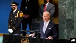 Tổng thống Hoa Kỳ Joe Biden phát biểu tại Đại hội đồng Liên hiệp quốc ở New York ngày 21/9/2022.