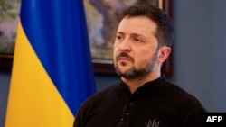 Tổng thống Ukraine Volodymyr Zelenskyy tổ chức họp báo tại Kyiv vào ngày 19 tháng 2 năm 2025.