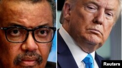 Tổng thóng Hoa Kỳ Donald Trump và Tổng giám đốc Tổ chức Y tế Thê giới Tedros Adhanom Ghebreyesus 