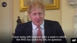 Ông Johnson nói trong đoạn video sau khi ra viện.