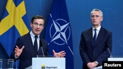 İsveç Başbakanı Ulf Kristersson ve NATO Genel Sekreteri Jens Stoltenberg Stockholm'de ortak basın toplantısı düzenledi. 