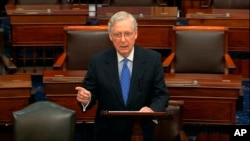 Chủ tịch Thượng viện Mitch McConnell, đại diện bang Kentucky, phát biểu tại Thượng viện ngày 19/12/2019. (Senate TV via AP)